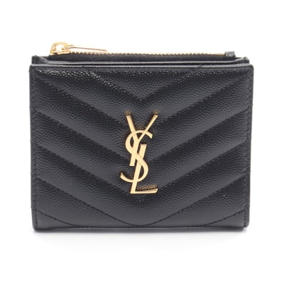 サンローランパリ SAINT LAURENT PARIS モノグラム 二つ折り財布 財布 レザー レディース ブラック系 575879BOW011000 【新品】