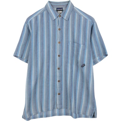 古着 00年代 パタゴニア Patagonia ORGANIC COTTON オーガニックコットン A/C シャツ 52918S5 マルチストライプ 半袖 コットン ストライプシャツ ボックスシャツ メンズM相当/evb035434