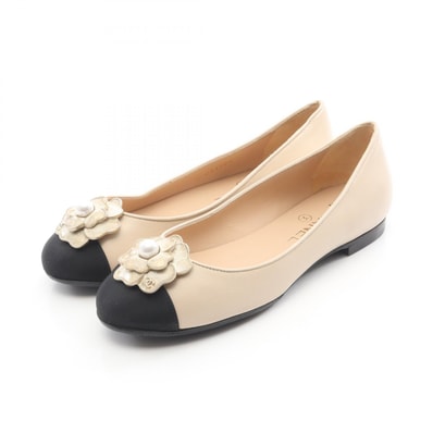 シャネル CHANEL カメリア ココマーク パンプス 靴 レザー ファブリック レディース ベージュ系 / ブラック系 【中古】