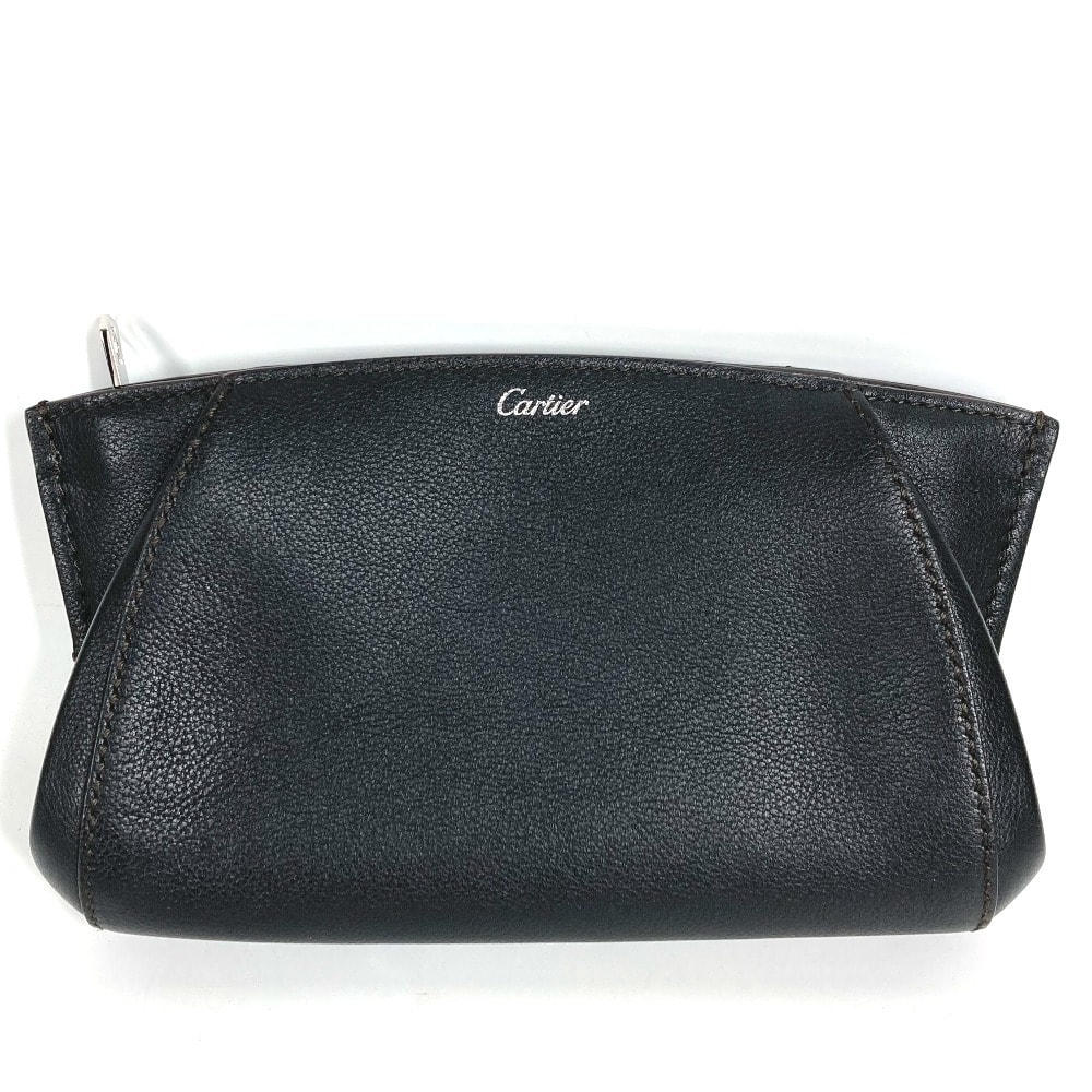 カルティエ CARTIER Cドゥ C ドゥ ロゴ セカンドバッグ ポーチ クラッチバッグ レザー ブラック 美品