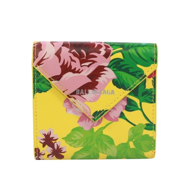 バレンシアガフラワープリント ミニウォレット 二つ折り財布 ユニセックス