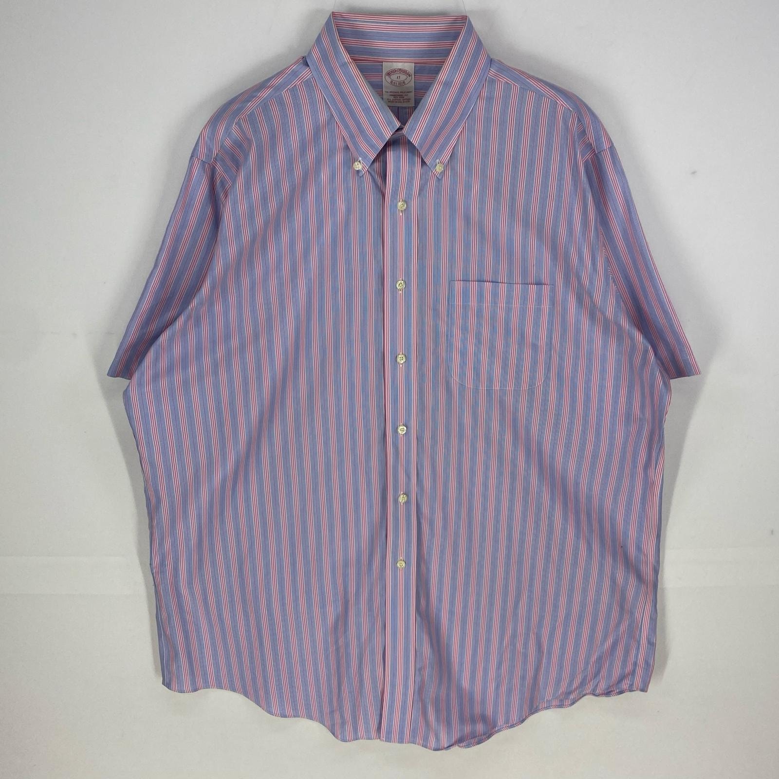 古着 ブルックスブラザーズ Brooks Brothers 半袖シャツ ボタンダウン 1818 胸ポケット 17 ピンク系 ストライプ メンズ