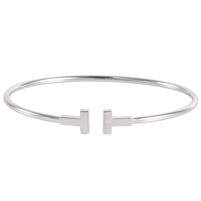 TIFFANY&Co. ティファニー ティファニーT ナロー ワイヤー ブレスレット バングル K18WG シルバー【中古】
