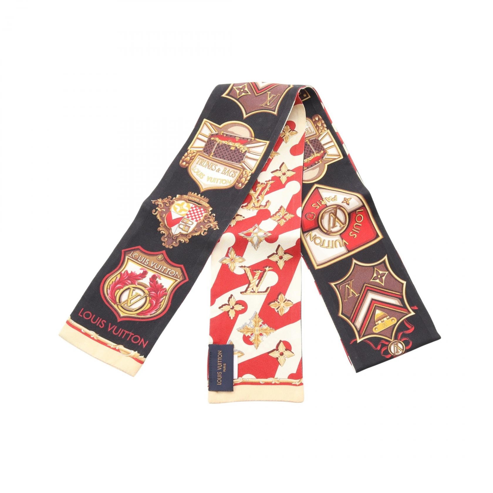 ルイ・ヴィトン LOUIS VUITTON バンドー イントゥールイ スカーフ 衣料品 シルク レッド レディース ブラック系 / レッド系 / イエロー系 M73847 【中古】