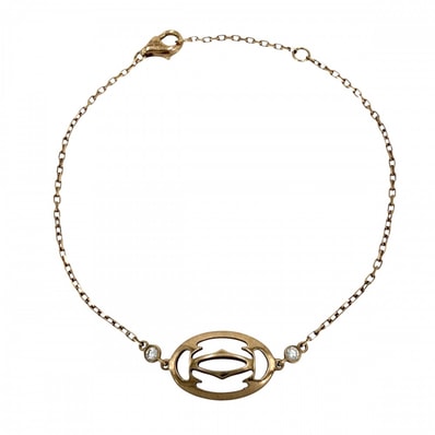 CARTIER カルティエ ブレスレット ロゴ ドゥーブルC ジュエリー アクセサリー アジャスター付き 18金PG Au750 K18ピンクゴールド ダイヤモンド レディース 約2.9g【中古品】