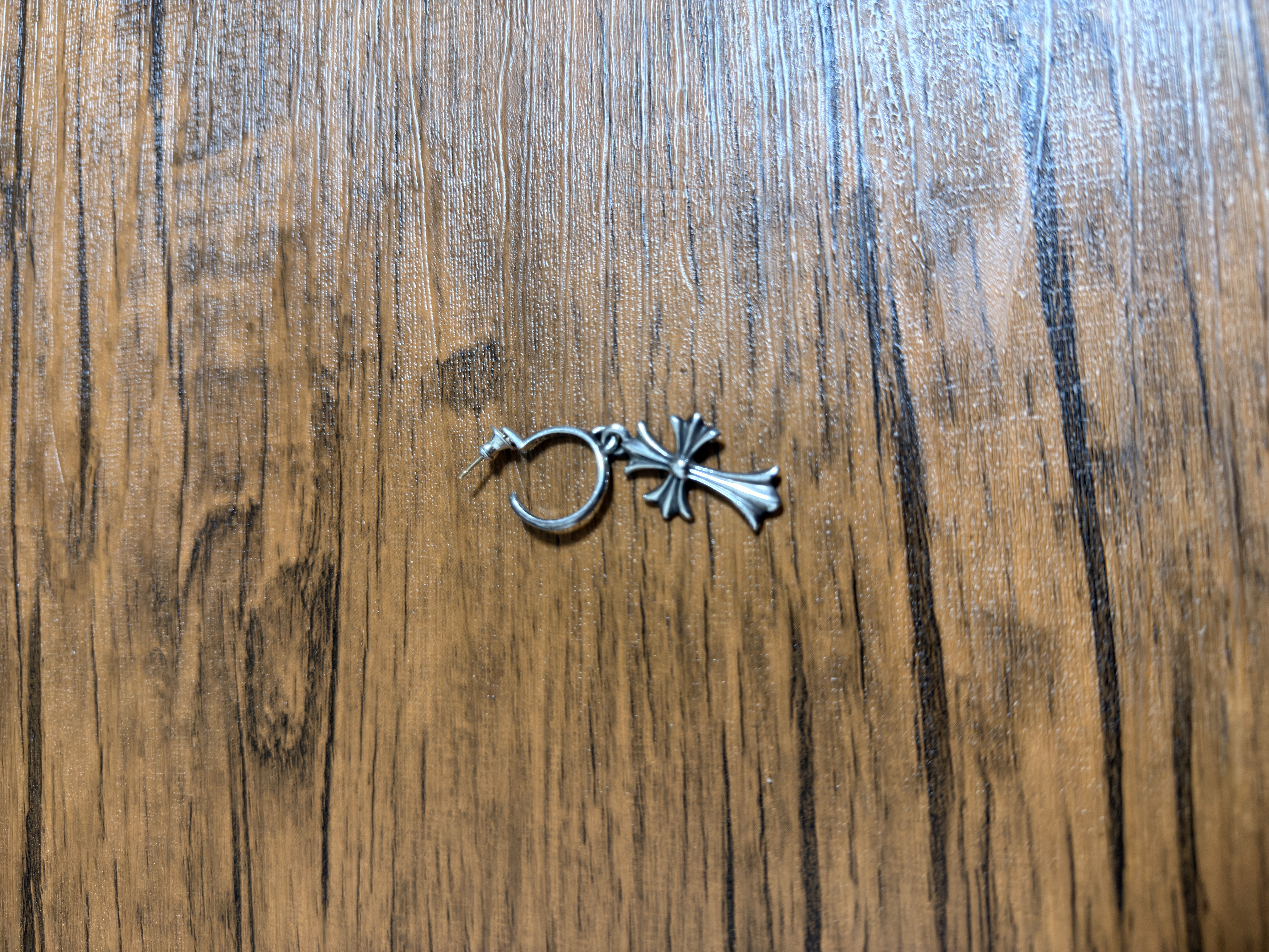 Chrome Hearts Tiny CH Cross Hoop Earrings "Silver"