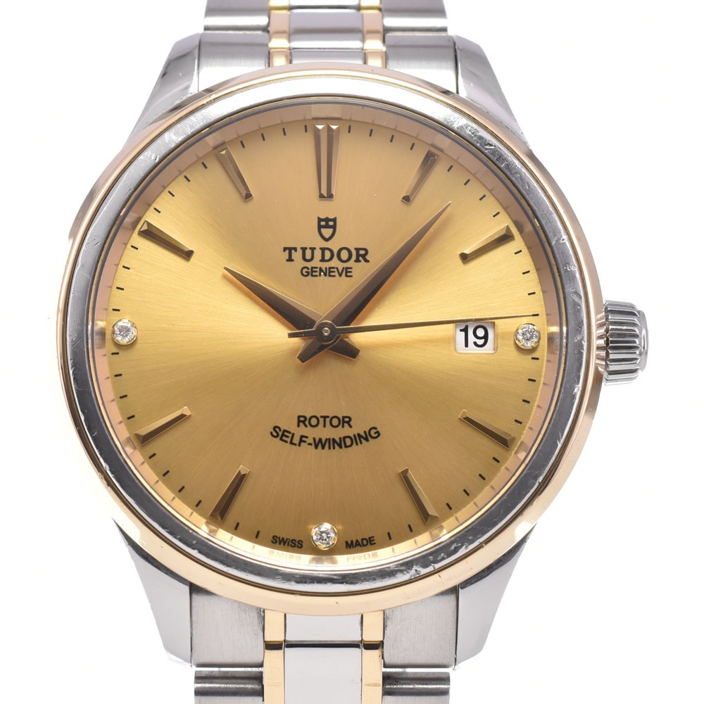 チューダー TUDOR 12503 スタイル 3Pダイヤモンド ゴールド 自動巻き メンズ 保証書付き 腕時計 B#149224