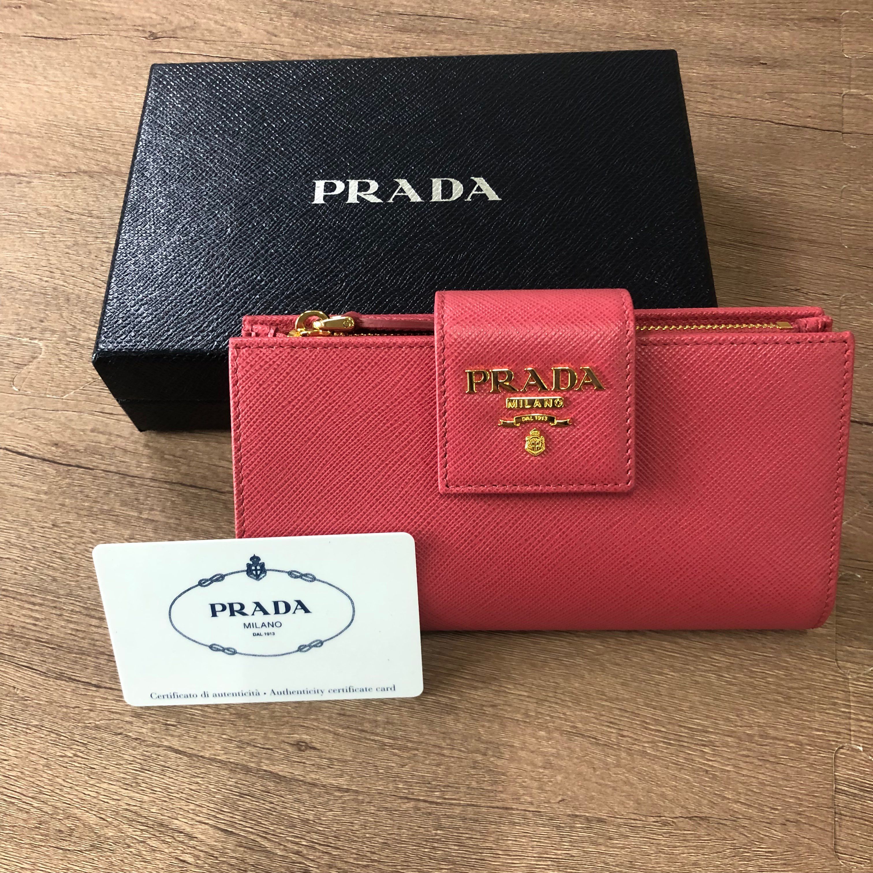 PRADA Saffiano Leather Wallet ”Pink”