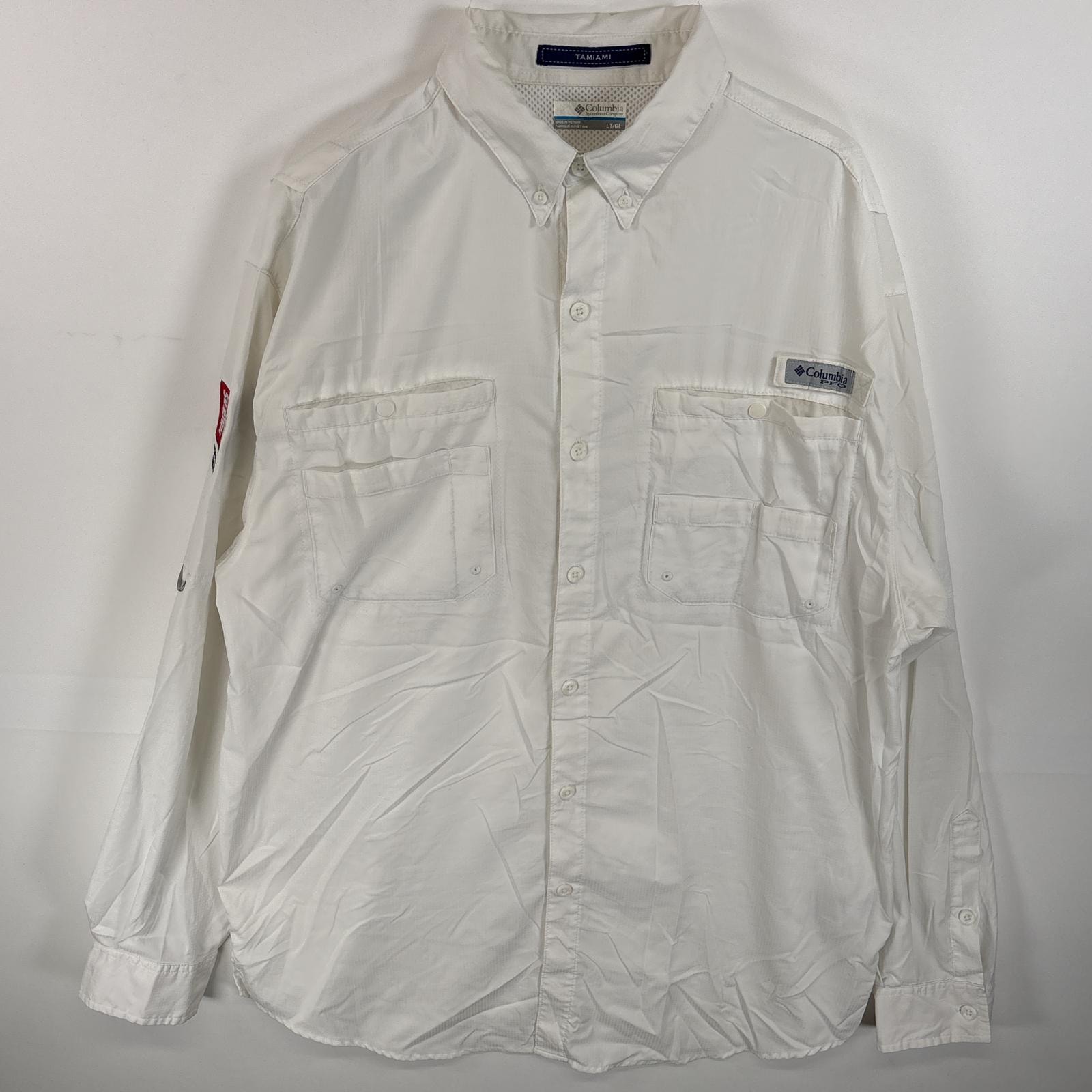 古着 コロンビア Columbia 長袖シャツ ボタンダウンシャツ フィッシングシャツ PFG L ホワイト 無地 メンズ