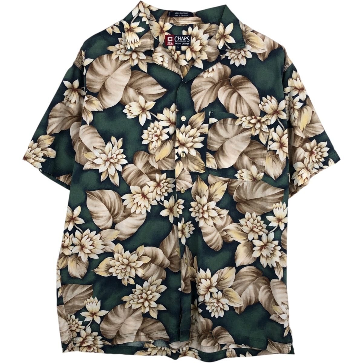 古着 ラルフローレン Ralph Lauren CHAPS チャップス 花柄 オープンカラー ハワイアンアロハシャツ ボックスシャツ メンズL相当/eaa478017