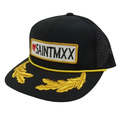 SAINT MICHAEL セントマイケル キャップ 25AW SM-HR1-0000-095 MESH CAP ロゴワッペンデザイン メッシュキャップ 帽子 ブラック系 OS【新古品】【未使用】【中古】