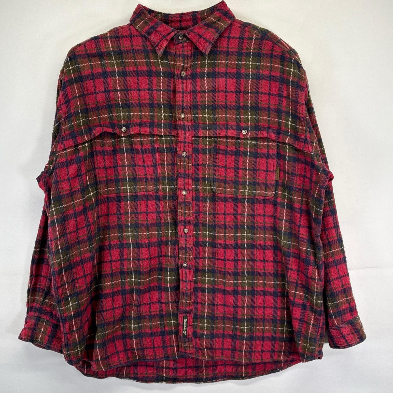 古着 ティンバーランド Timberland 長袖シャツ 大きいサイズ ネルシャツ チェック柄 胸ポケット ワーク XL レッド メンズ
