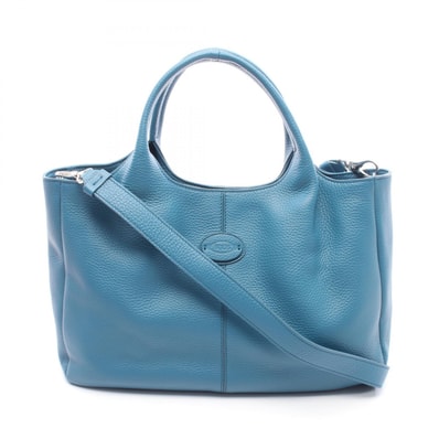 トッズ TOD'S ALF SHOPPING BAG PICCOLA 2WAY トートバッグ バッグ レザー レディース ブルー系 【中古】