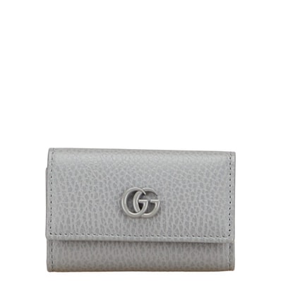 グッチ プチマーモント ダブルG ロゴ キーケース 456118 グレー レザー レディース GUCCI 【中古】