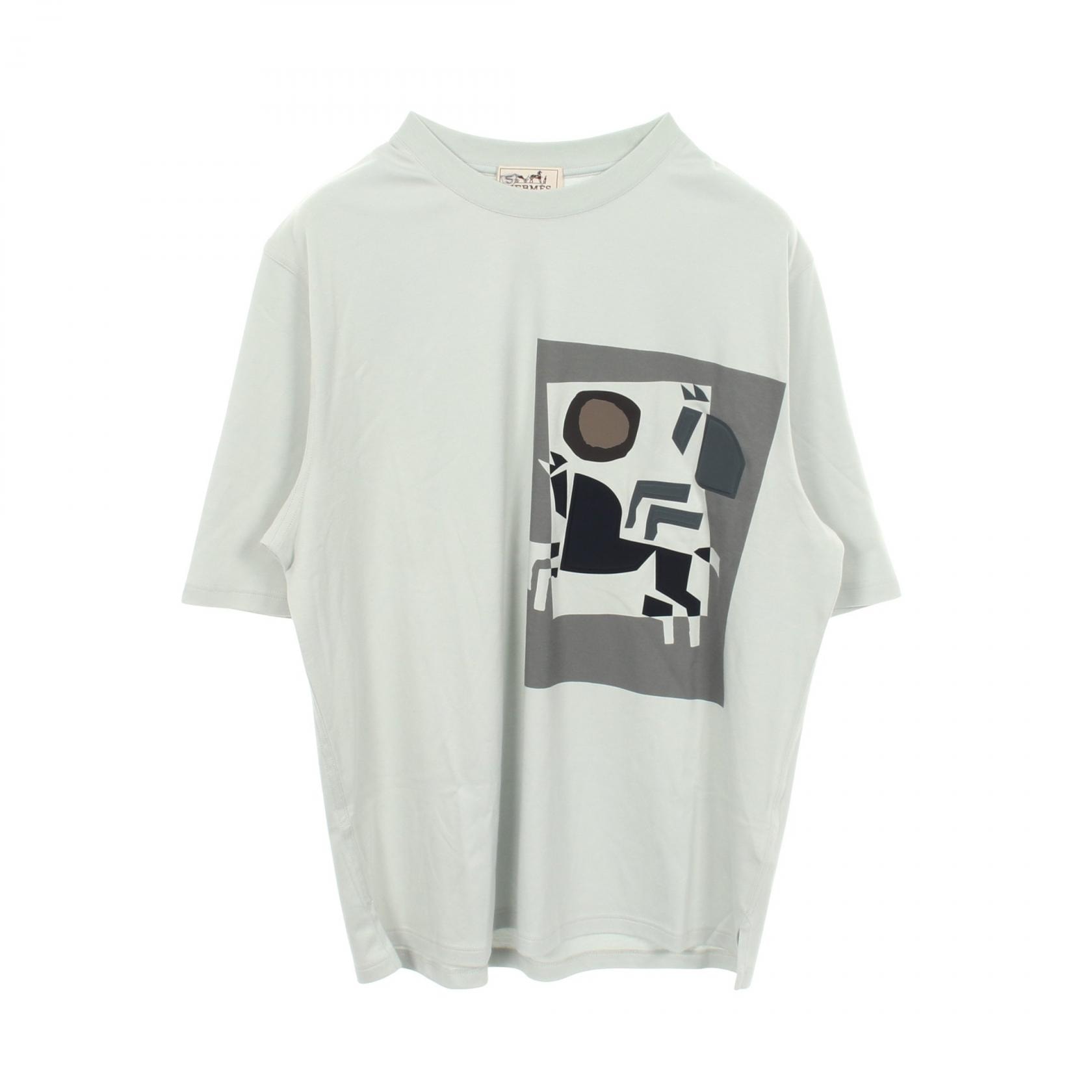 エルメス HERMES VELKY LOV クルーネック 半袖Tシャツ 衣料品 トップス コットン メンズ ブルー系 / グレー系 / マルチカラー 【中古】