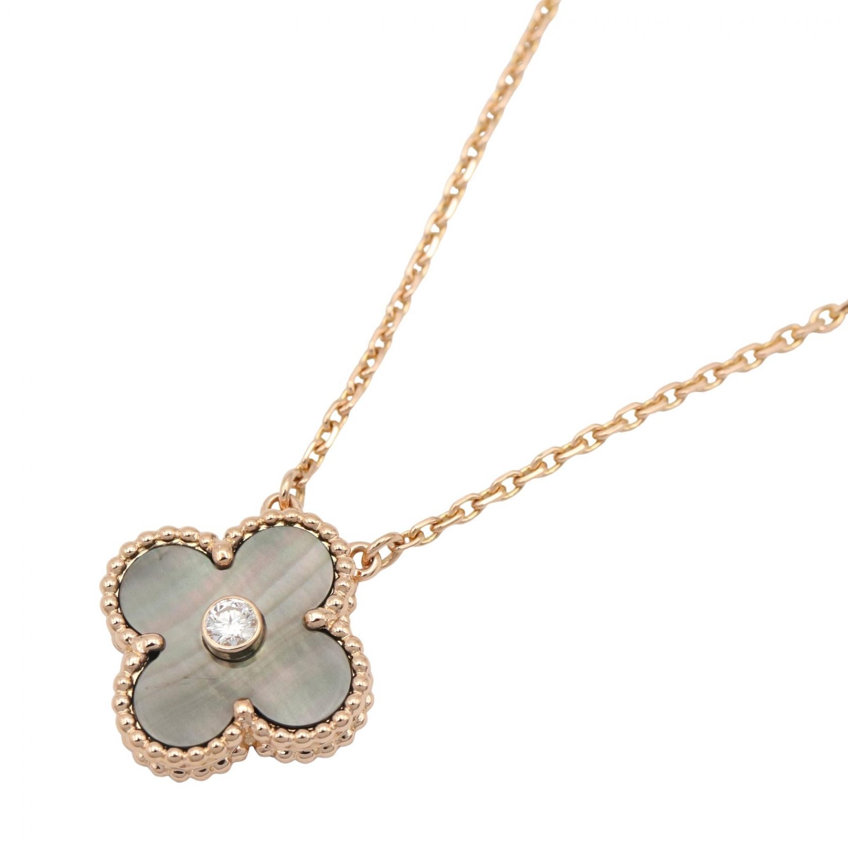 ヴァンクリーフ&アーペル Van Cleef & Arpels ヴィンテージアルハンブラ グレーマザーオブパール 1PD ネックレス ジュエリー K18PG(ピンクゴールド) ダイヤモンド グレーマザーオブパール レディース グレー系