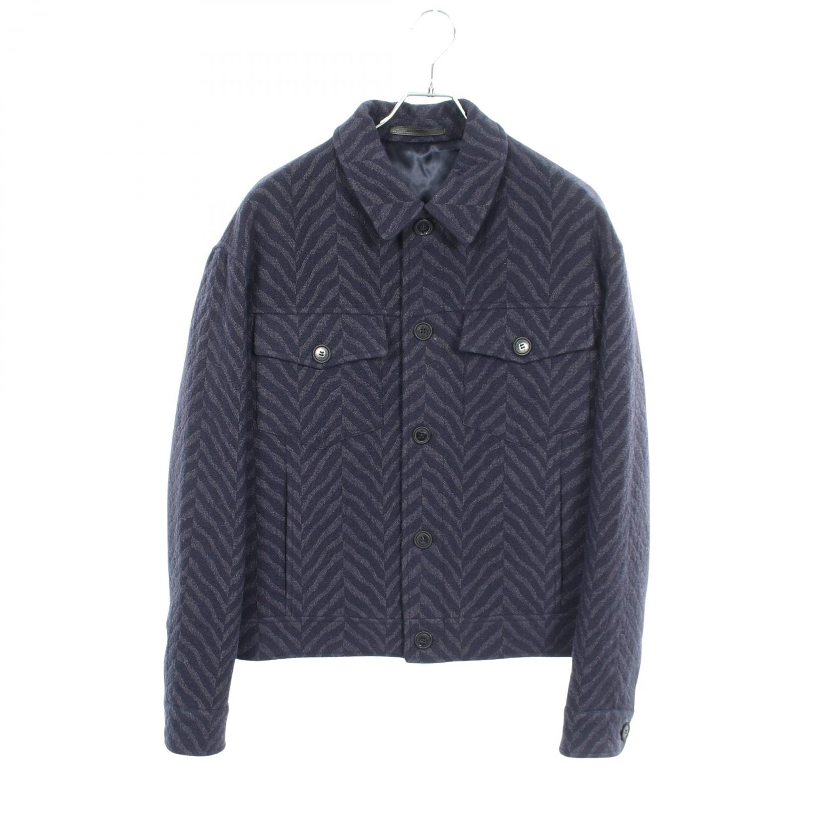ジョルジオアルマーニ GIORGIO ARMANI 総柄 衣料品 アウター ウール メンズ ネイビー系 【中古】