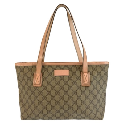 GUCCI グッチ ピンク ベージュ GGスプリームキャンバス レザー/ トートバッグ ハンドバッグ 603158 【中古】