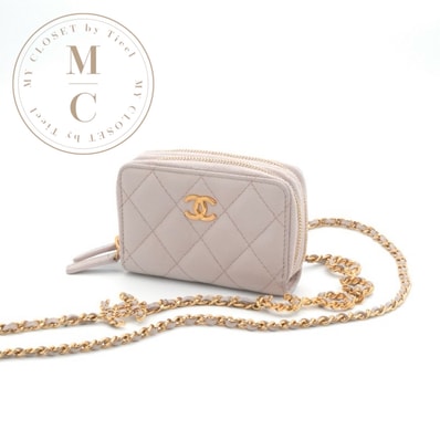シャネル CHANEL 財布 二つ折り財布 ミニ財布 ミニウォレット ピンク ゴールド ココマーク ミニマトラッセ ロゴ チェーンウォレット