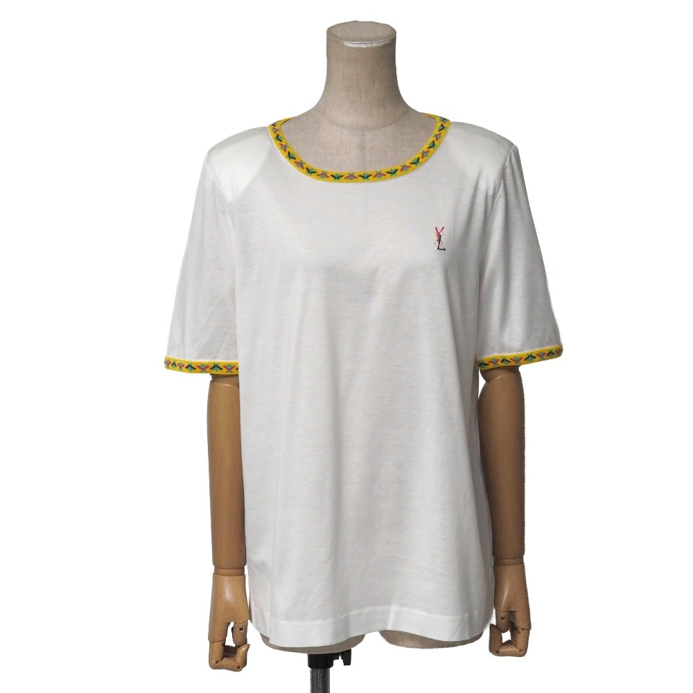 YVES SAINT LAURENT イヴ・サンローラン ヴィンテージ 半袖Tシャツ サイズM YSLロゴ刺繍 クルーネック ブランド古着【中古】20260617/RA9895