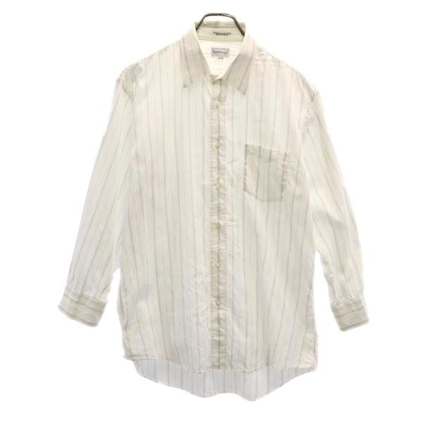 Burberrys バーバリーズ 90s オールド ストライプ柄 長袖 シャツ 42-80 白×グレー