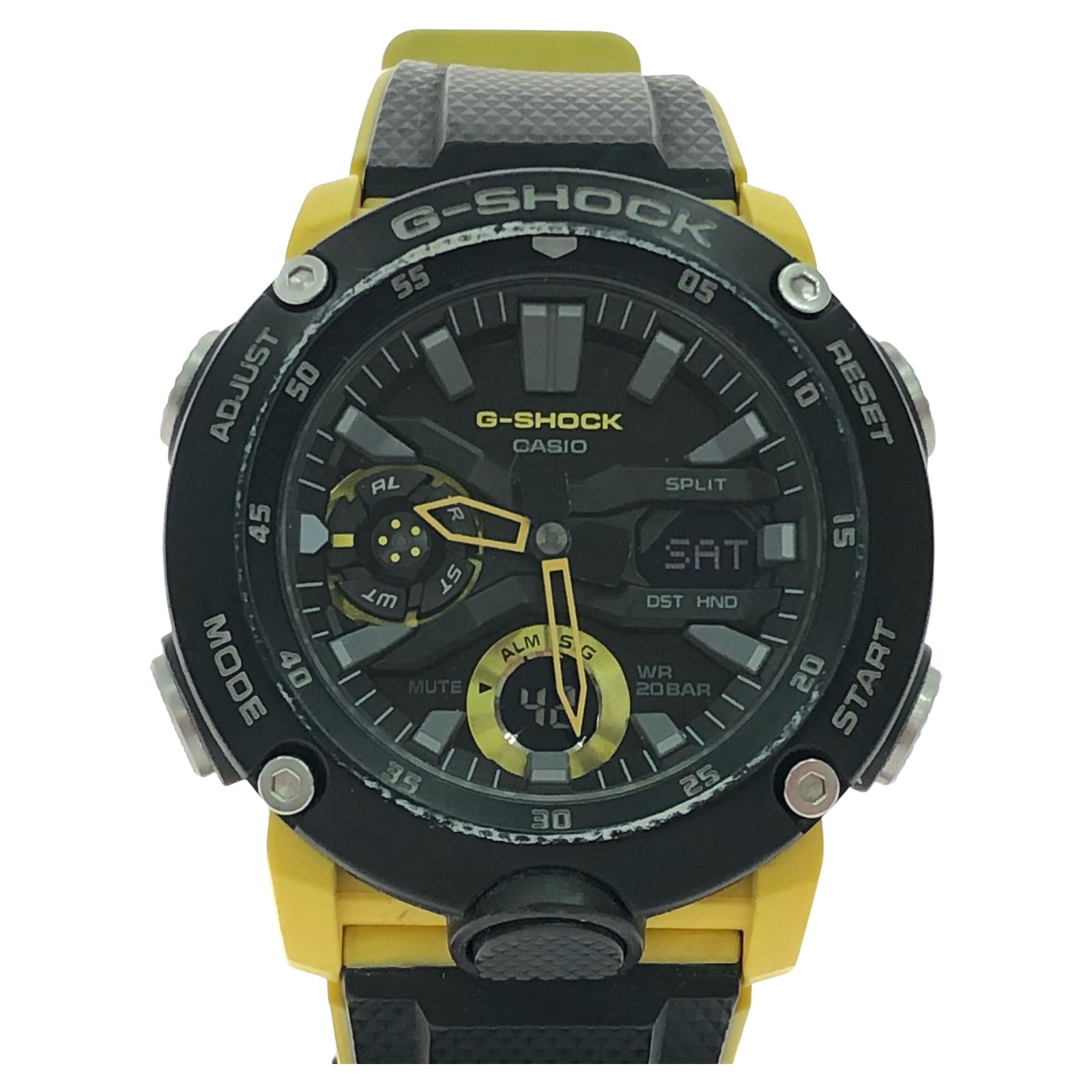 ▼▼CASIO カシオ メンズ腕時計 クオーツ G-SHOCK アナデジ カーボンコアガード イエロー GA-2000-1A9JF