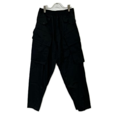 ユリウス 24年製 847PAM5 ブラック ナイロン ストレッチ サテンカーゴパンツ 1