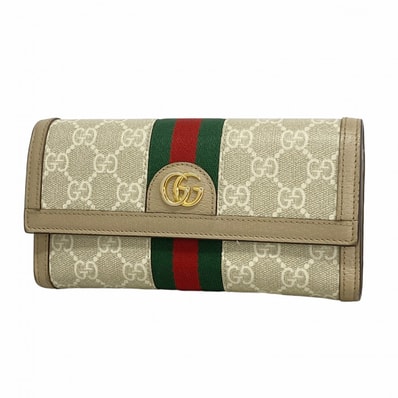 【6cd4898-k】グッチ 長財布 オフィディア 523153 PVC ベージュ ゴールド金具【中古】レディース