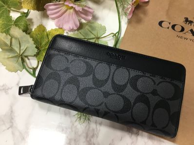 COACH長財布 ブラック 灰色 正規品