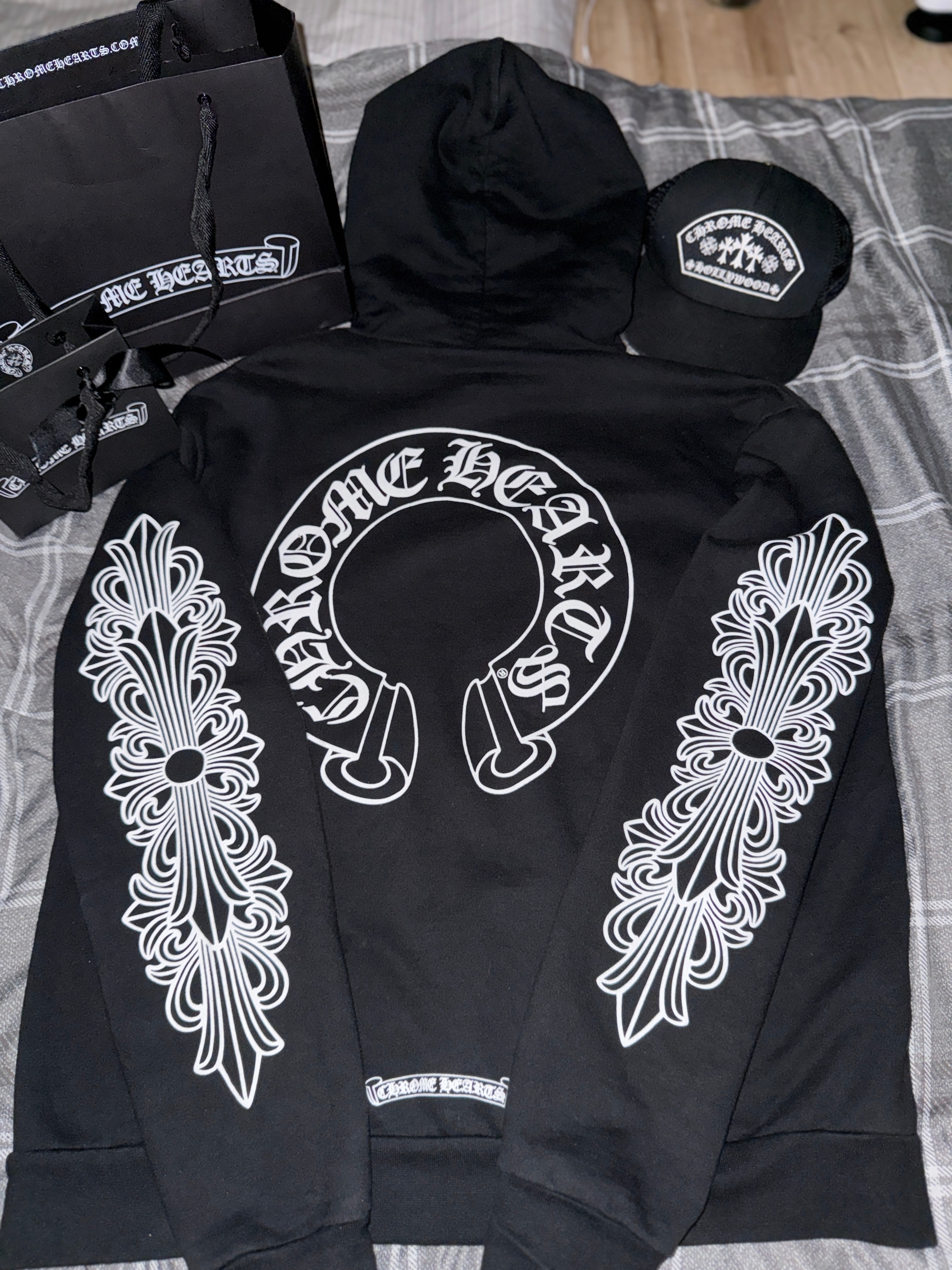 Chrome Hearts Horseshoe Floral Pullover Hoodie "Black"