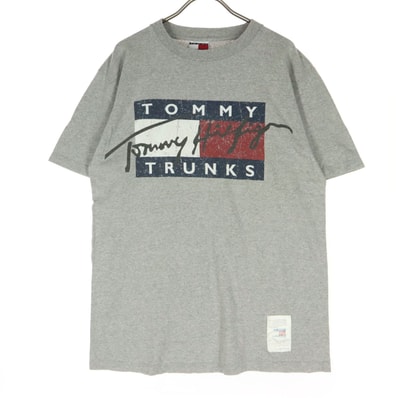 TOMMY HILFIGER トミーヒルフィガー USA製 コットン フロントプリント 半袖 Tシャツ グレー系