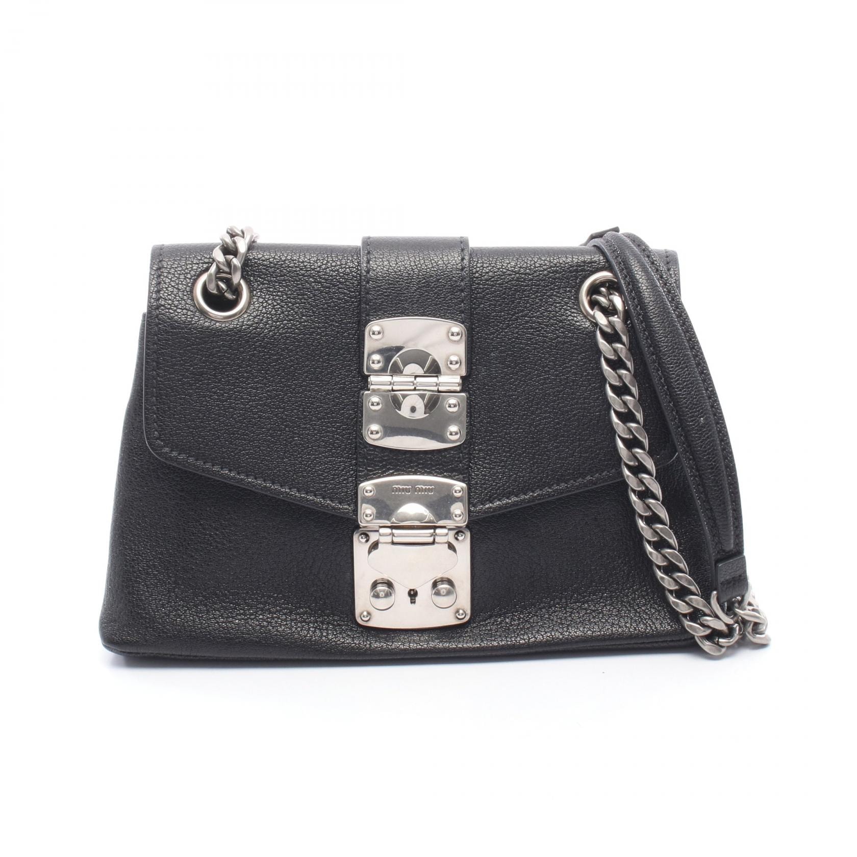 ミュウ ミュウ Miu Miu ショルダーバッグ バッグ レザー レディース ブラック系 【中古】