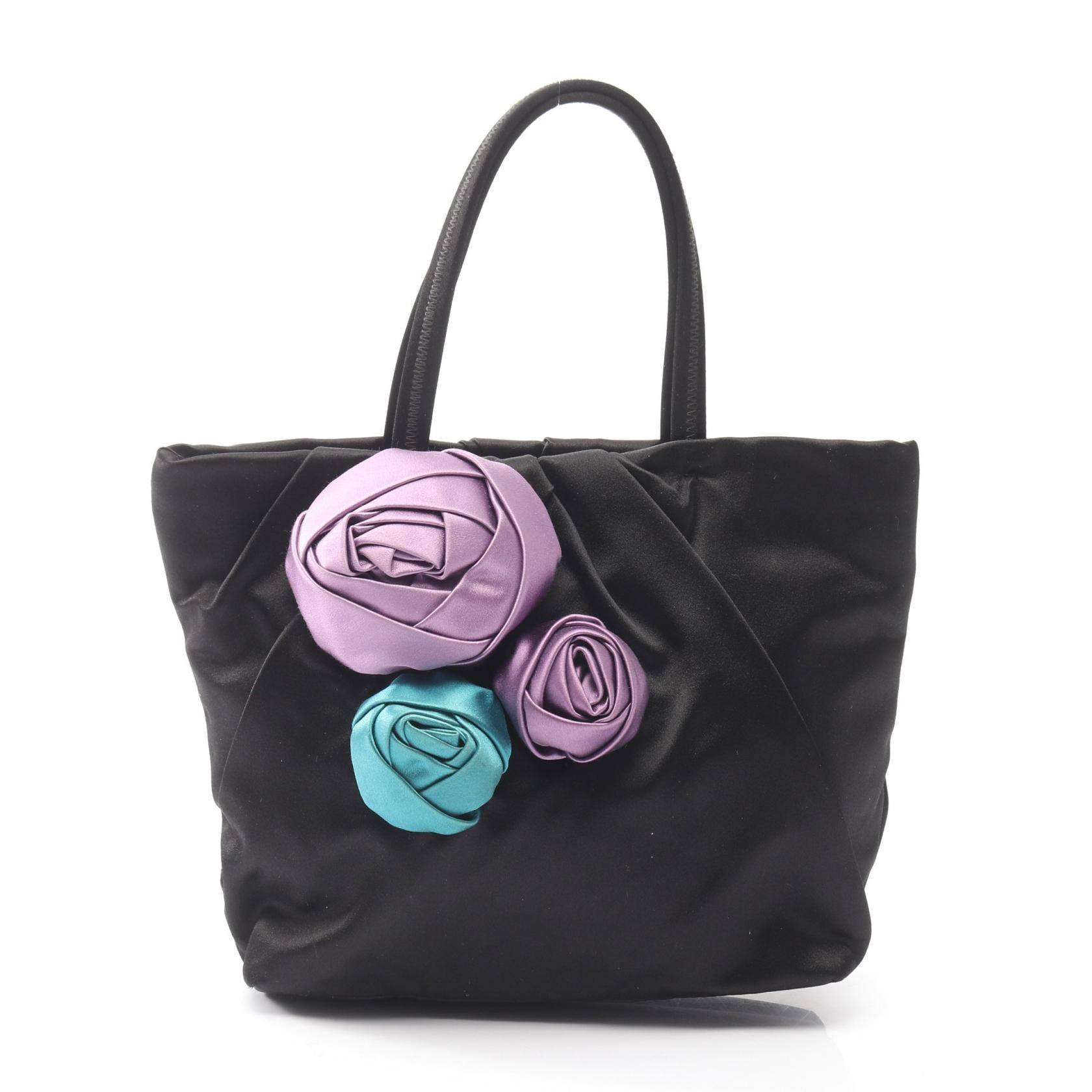 プラダ PRADA RASO ROSE ハンドバッグ バッグ ファブリック レディース ブラック系 BN1660 【中古】