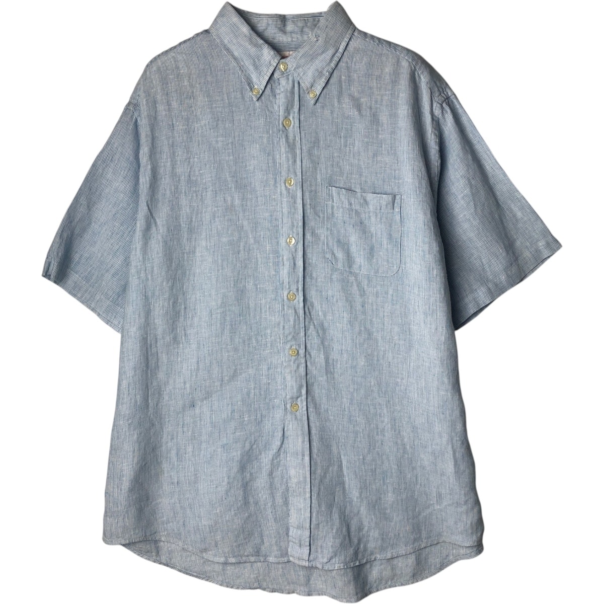 古着 ブルックスブラザーズ Brooks Brothers 346 ストライプ柄 半袖 リネン ボタンダウンシャツ メンズXL相当/eaa495247