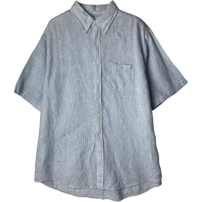 古着 ブルックスブラザーズ Brooks Brothers 346 ストライプ柄 半袖 リネン ボタンダウンシャツ メンズXL相当/eaa495247