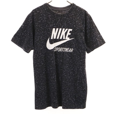 NIKE ナイキ 総柄 半袖 Tシャツ M ブラック系