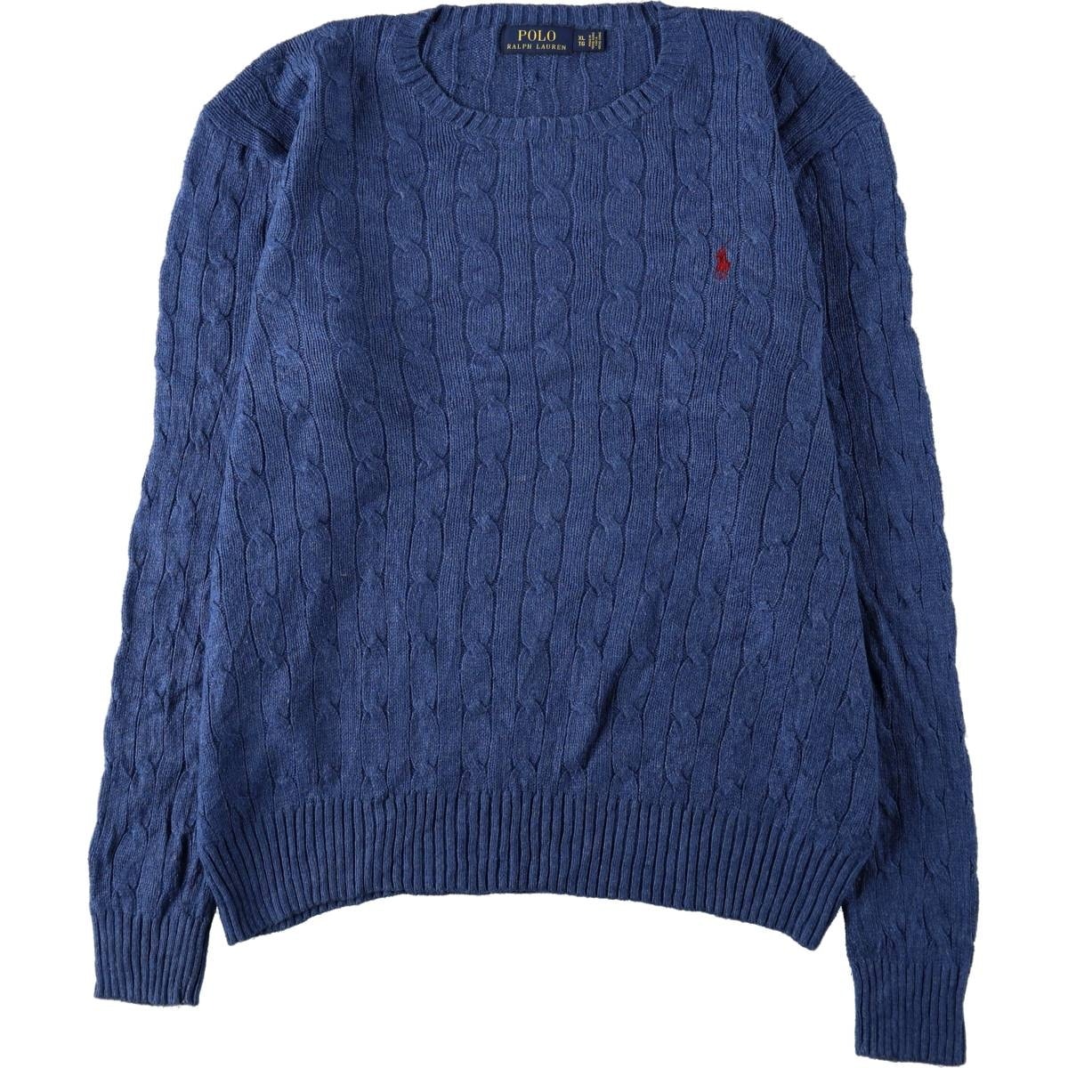 古着 ラルフローレン Ralph Lauren POLO RALPH LAUREN ケーブル編み シルクニットセーター 香港製 メンズXL相当/eaa654472
