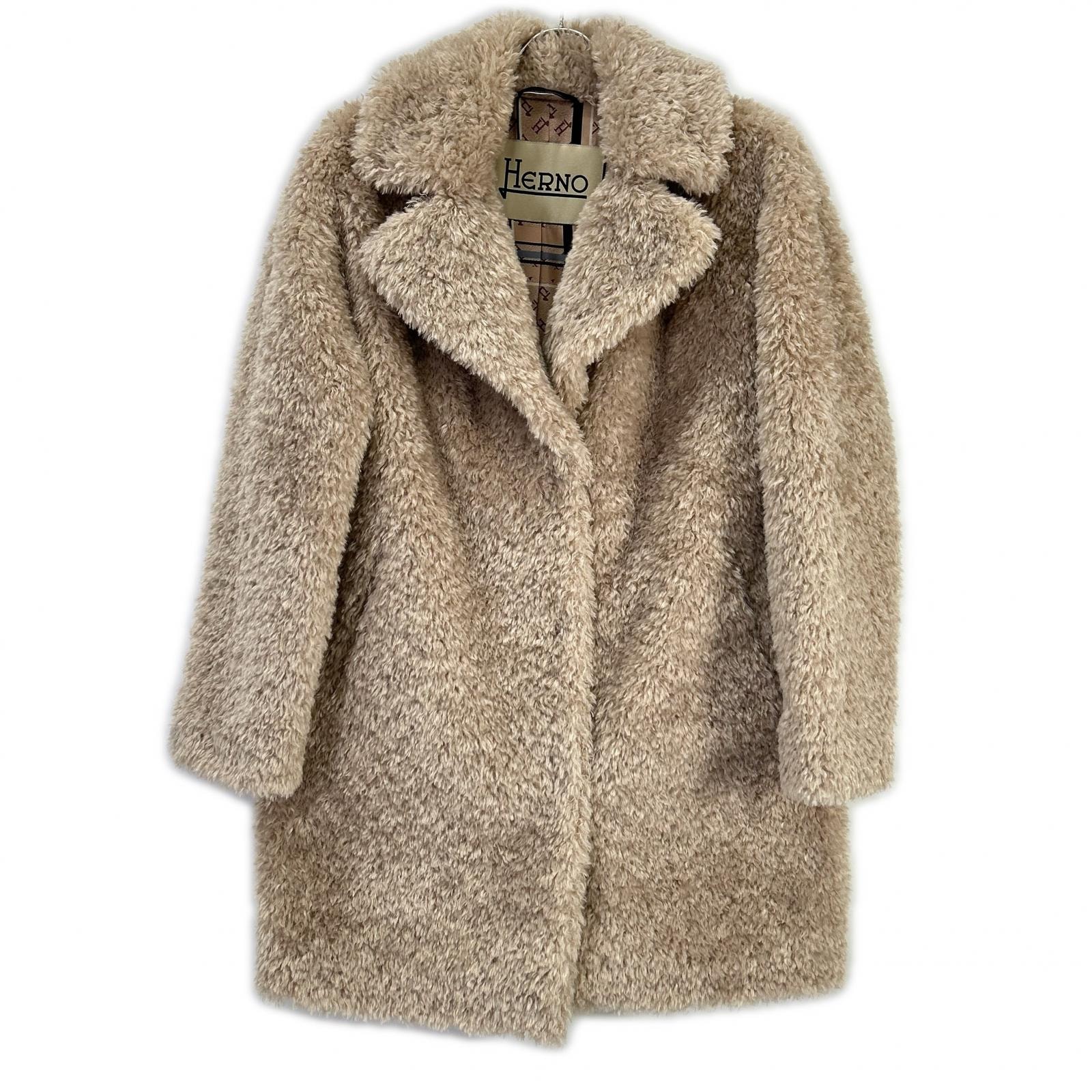 ヘルノ CA000500D CURLY FAUX FUR OVERSIZE FIT コート 40