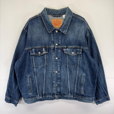 古着 リーバイス Levi's デニム ジャケット 胸ポケット ジージャン トラッカージャケット 大きいサイズ 3XL ブルー系 メンズ