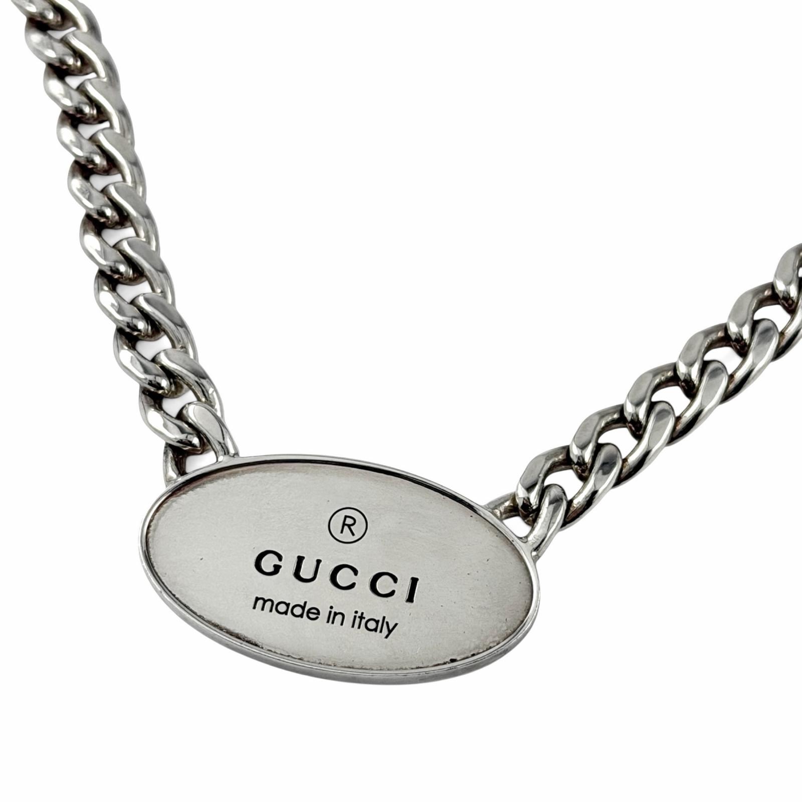 良品 グッチ ネックレス トレードマーク オーバルプレート 797142