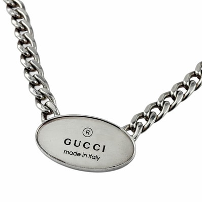 良品 グッチ ネックレス トレードマーク オーバルプレート 797142