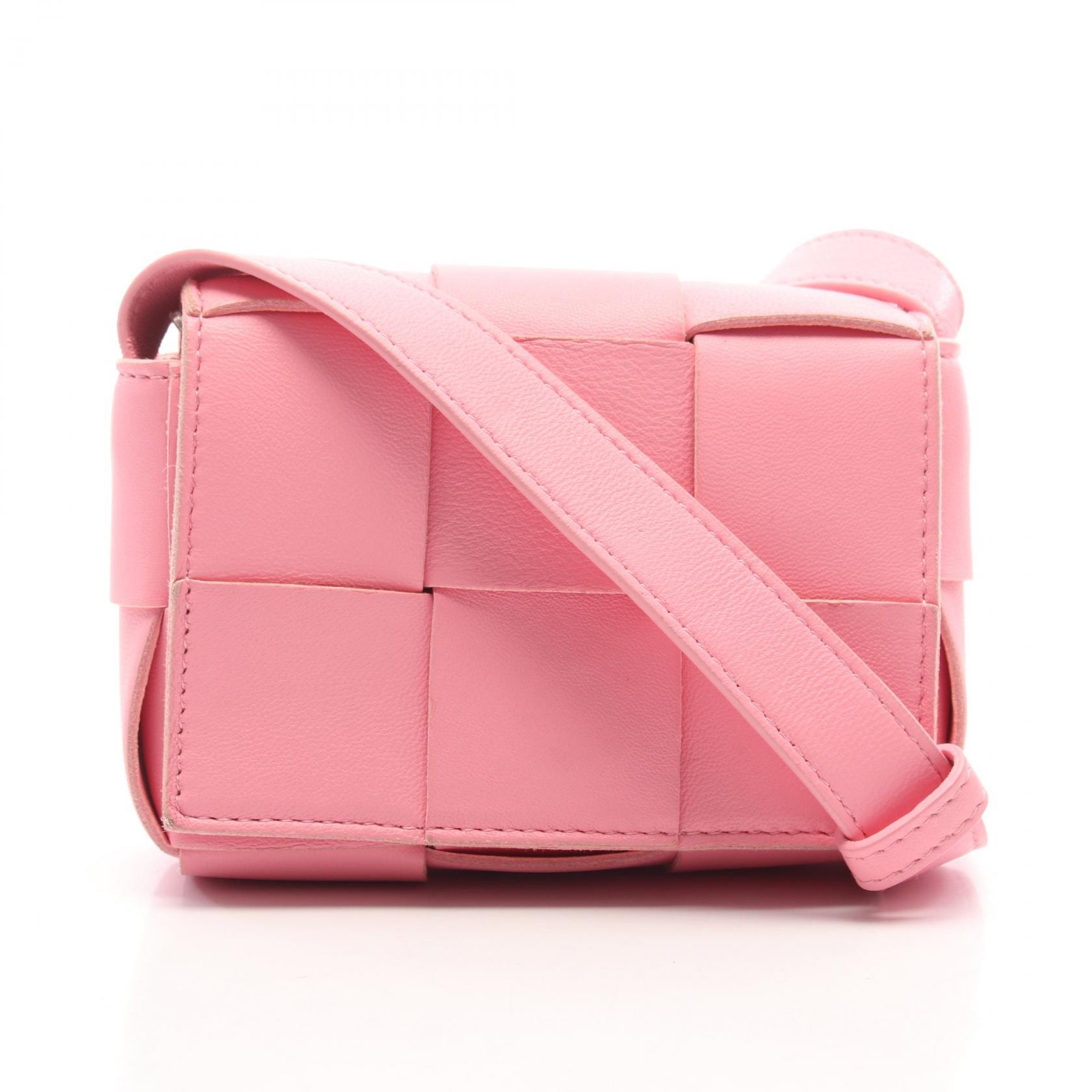 ボッテガヴェネタ BOTTEGA VENETA CANDY キャンディ カセット ミニ バッグ ショルダーバッグ バッグ レザー レディース ピンク系 【中古】