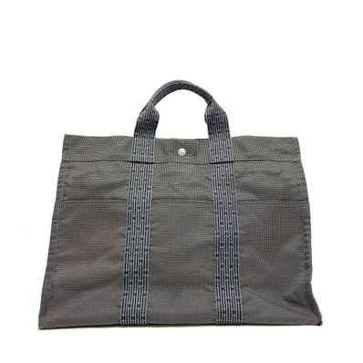 HERMES Her Line Canvas Tote Bag "Gray"