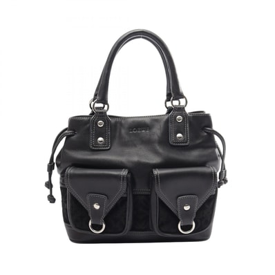 ロエベ LOEWE アナグラム ハンドバッグ バッグ スウェード レザー レディース ブラック系 【中古】