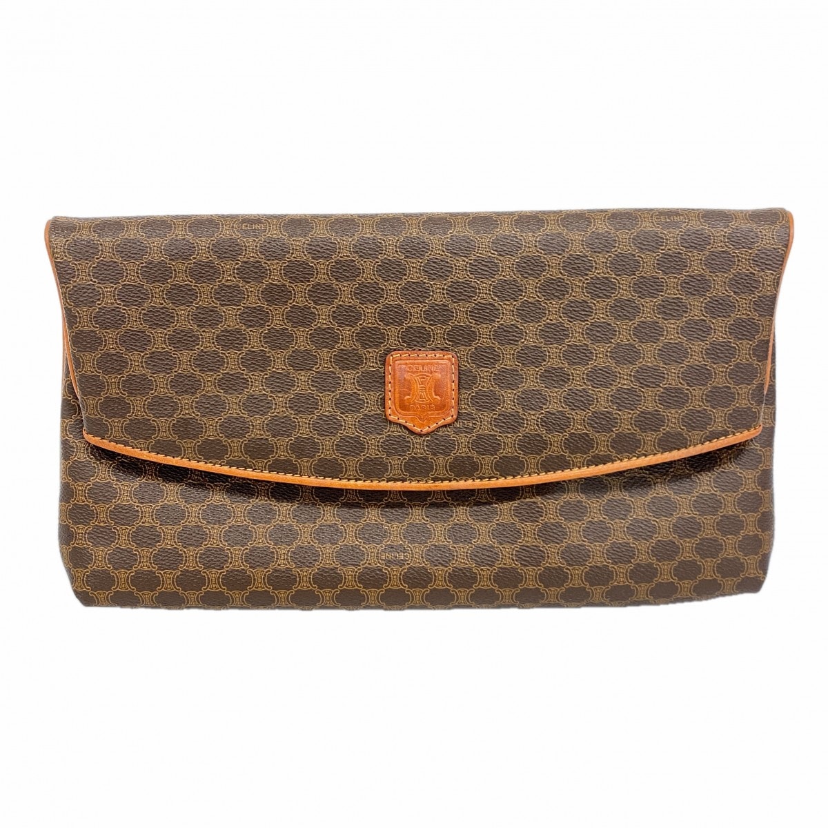 【6db0928-k】セリーヌ クラッチバッグ マカダム PVC ブラウン ゴールド金具【中古】メンズ