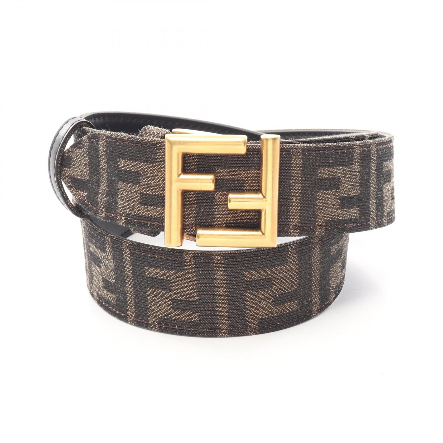 フェンディ FENDI FFロゴバックル ゴールド金具 リバーシブル ベルト 衣料品 キャンバス レザー レディース ブラック系 / ブラウン系 8C0686ANH7F1L2J80 【新品】
