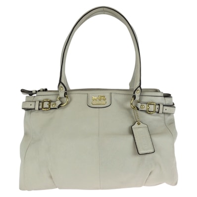 美品 COACH コーチ マディソン カラ キャリーオール オフホワイト ゴールド金具 レザー トートバッグ ショルダーバッグ 602670 【中古】