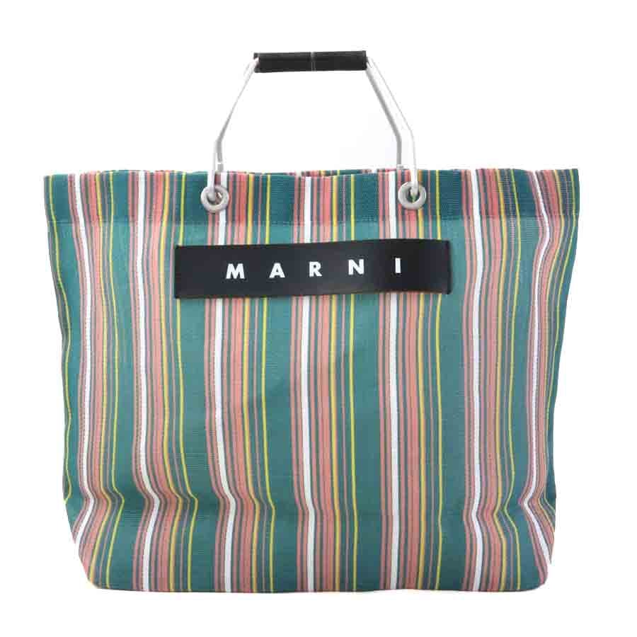 マルニ MARNI ハンドバッグ フラワーカフェ ナイロン/アルミ/レザー グリーン系 レディース【中古】 56673k