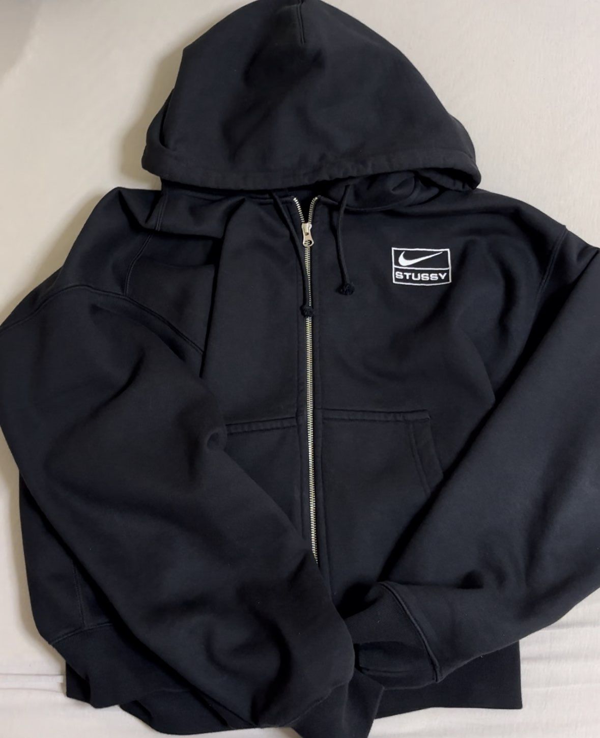 Stussy x Nike Stone Washed Fleece Zip Hoodie "Black" (US Size) FJ9175-010