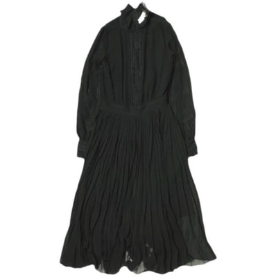 POLO RALPH LAUREN ポロ・ラルフローレン プリーテッドジョーゼットドレス 211718468001 0 BLACK ロング ワンピース 定価74,800円 トップス g22847